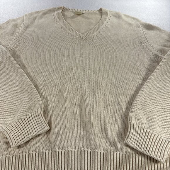 Women's Cream Knit Pullover Sweater by St. John's Bay Large V Neck - Picture 2 of 8